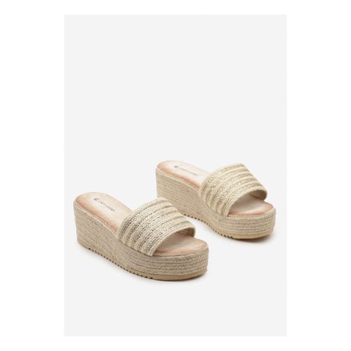 Espadrilles Mules compensées à bride large, doré - Vera Collection - Modalova