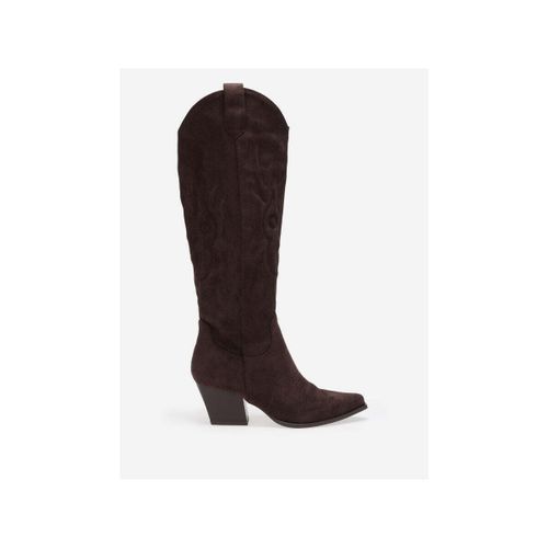 Bottes Botte Santiags suédine style Cowboy, Marron - Vera Collection - Modalova