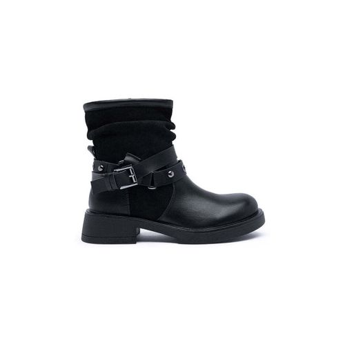 Boots Bottines s plissée à brides cloutées, Noire - Vera Collection - Modalova