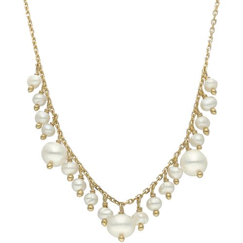 Collier Collier Argent Doré Multi Perle Naturelle Blanche - Orusbijoux - Modalova
