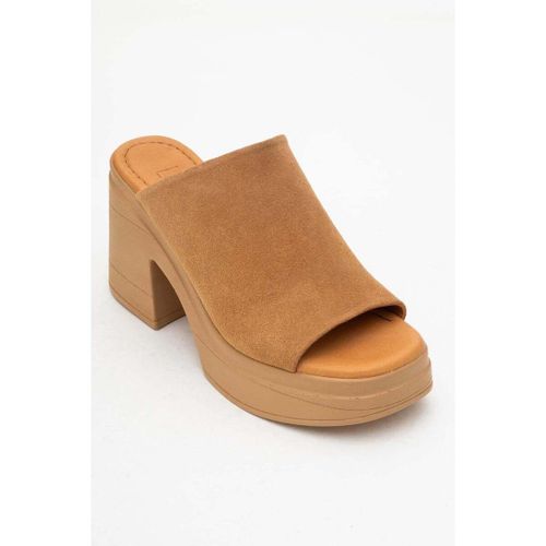 Chaussures escarpins Nola - Cognac Brown Suede Leather Heeled Mules - Forever & Always Shoes - Modalova