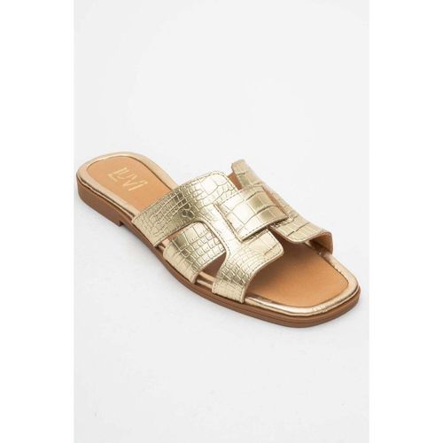 Sandales Notre - Gold Leather Slide Sandal (Women) - Forever & Always Shoes - Modalova