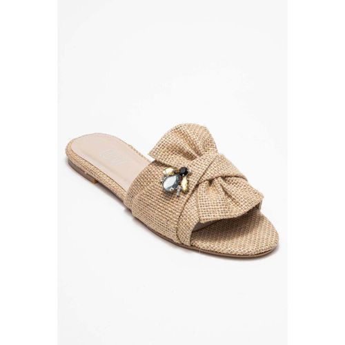 Claquettes Daphne Beige Raffia Bow Slide Sandal (Women) - Prologue Shoes - Modalova