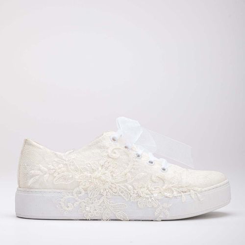 Baskets Elise - Ivory Lace Wedding Sneakers - Forever & Always Shoes - Modalova