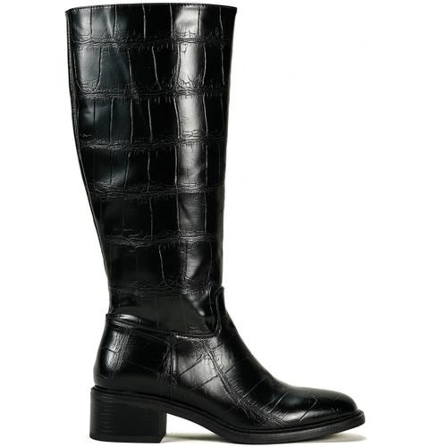 Bottes Bottes à petit talon en similicuir effet croco, Noir - Vera Collection - Modalova