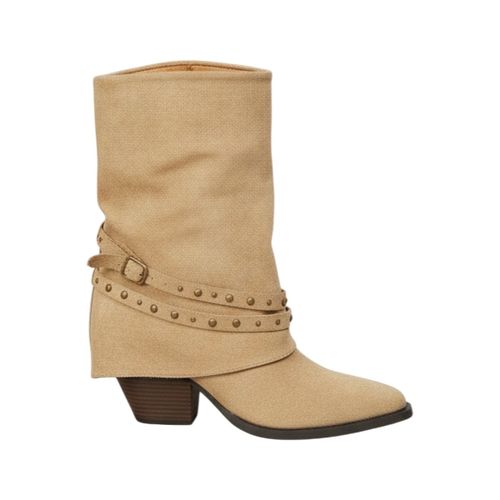 Boots Santiags guêtre style cowboy avec boucle cloutée, Taupe - Vera Collection - Modalova