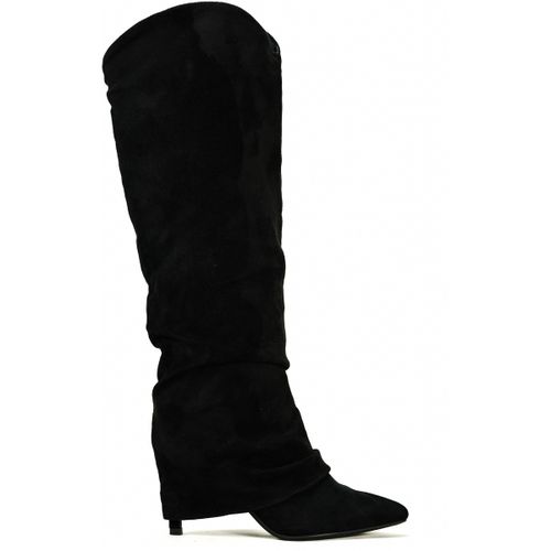Bottes à talon Bottes guêtres à talon aiguille en suédine, noire - Vera Collection - Modalova