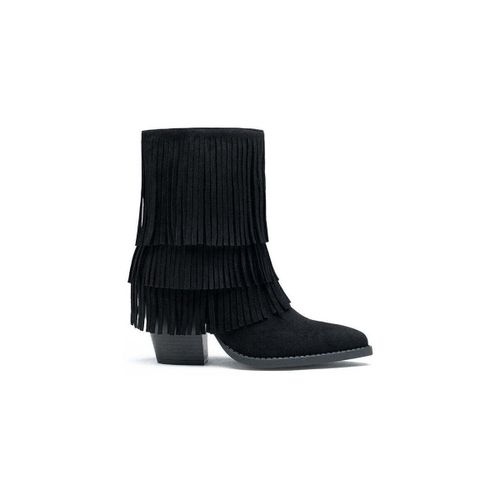 Bottines Bottines western Santiags à franges, Noire - Vera Collection - Modalova