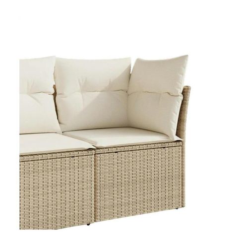 Salons de jardin Canapé d'angle de jardin beige en résine tressée - VidaXL - Modalova