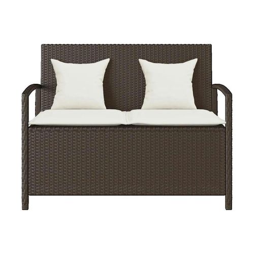 Rangements d'extérieur Banc de rangement avec coussin marron en polyrotin - VidaXL - Modalova
