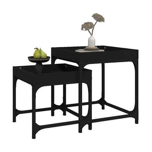 Bouts de canapé, guéridons Tables d'appoint Bois d'ingénierie Noir - Ensemble de 2 - VidaXL - Modalova