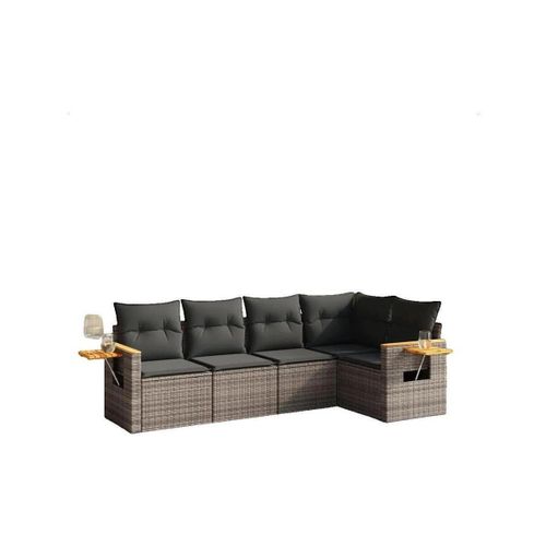 Salons de jardin Salon de jardin 5 pcs gris résine tressée - VidaXL - Modalova