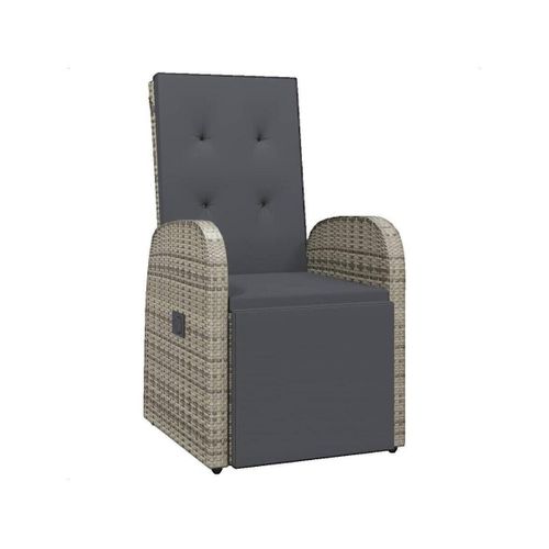 Transats Fauteuil inclinable Résine tressée Gris - VidaXL - Modalova