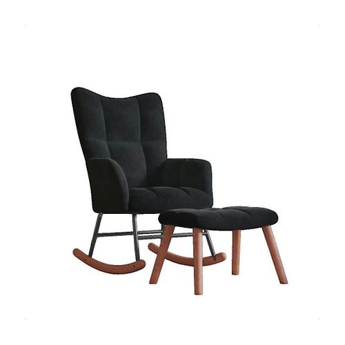 Fauteuils Fauteuil Chaise à bascule avec repose-pied Noir Velours - VidaXL - Modalova