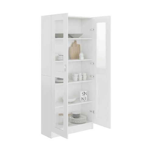 Buffets Bibliothèque Armoire à vitrine Blanc 82,5x30,5x185,5 cm - VidaXL - Modalova