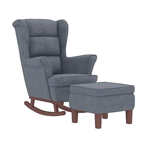 Fauteuils Fauteuil Chaise à bascule avec tabouret Gris foncé - VidaXL - Modalova