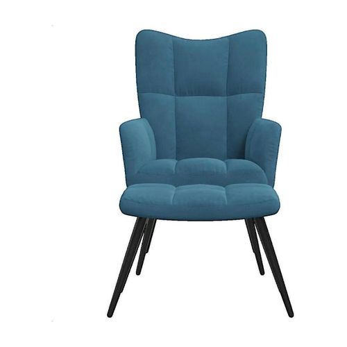 Fauteuils Fauteuil Chaise de relaxation avec tabouret Bleu Velours - VidaXL - Modalova