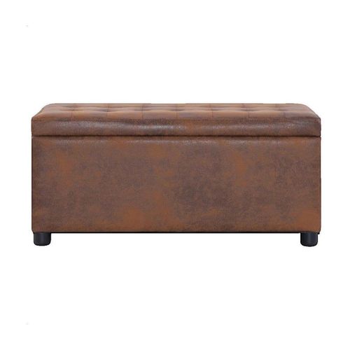 Poufs Pouf de rangement 87,5 cm Marron Similicuir daim - VidaXL - Modalova