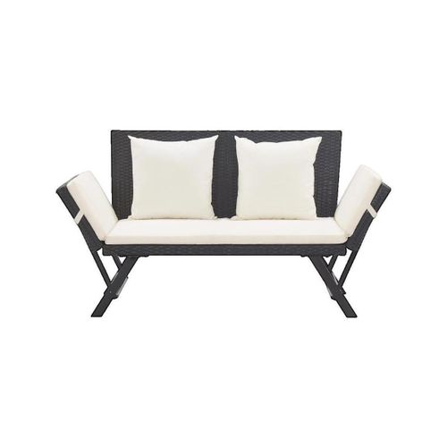 Salons de jardin Banc de jardin 176 cm Noir Résine tressée convertible - VidaXL - Modalova