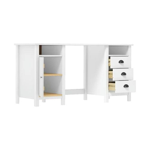 Bureaux Bureau Hill Bois de pin massif Blanc 150x50x74 cm - VidaXL - Modalova