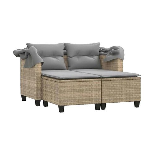Salons de jardin Canapé de jardin 2 places avec auvent et tabourets beige - VidaXL - Modalova