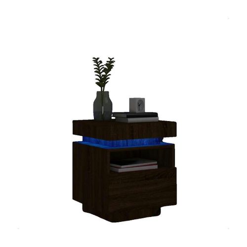 Tables de chevet Table de chevet avec éclairage LED marron 40x39x48,5 cm - VidaXL - Modalova