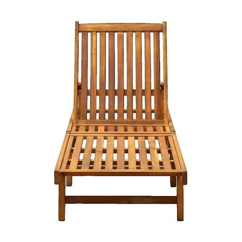Transats Chaise longue en bois d'acacia avec coussin gris - VidaXL - Modalova