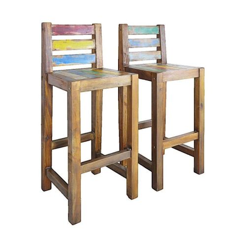 Chaises Tabourets de bar lot de 2 bois massif multicolore - VidaXL - Modalova