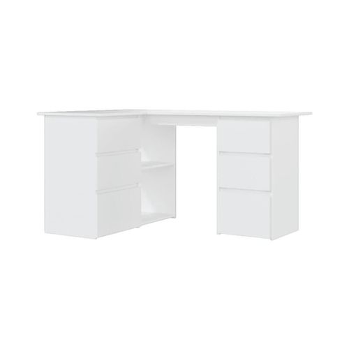 Bureaux Bureau d'angle Bois d'ingénierie Blanc 145x100x76 cm - VidaXL - Modalova