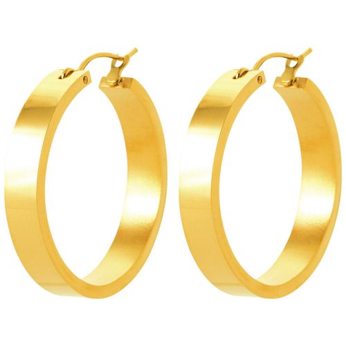 Boucles oreilles Créoles acier doré - Brillaxis - Modalova