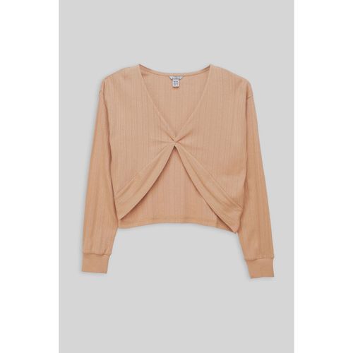 Blouses Top en jersey à devant torsadé avec piqûres et taille haute - Enorsia - Modalova