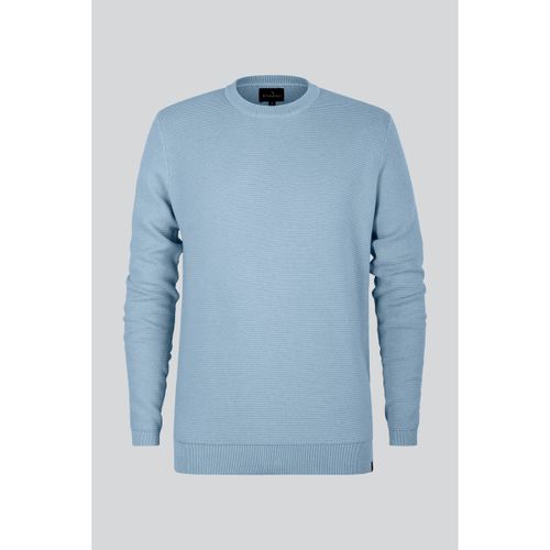 Pull Pull Bleu Clair Tricot à Carreaux Col Rond - Enorsia - Modalova
