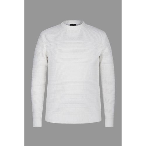 Pull White Cotton Textured Crew Neck Jumper - Enorsia - Modalova
