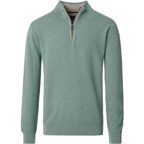 Pull Pull-over Demi-Zip Structure Mélanger Vert Foncé - Casamoda - Modalova