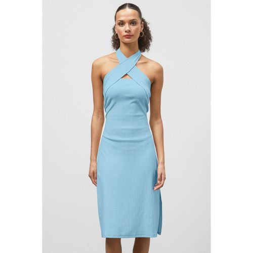 Robes midi Robe halter en côtes avec dos croisé - Enorsia - Modalova