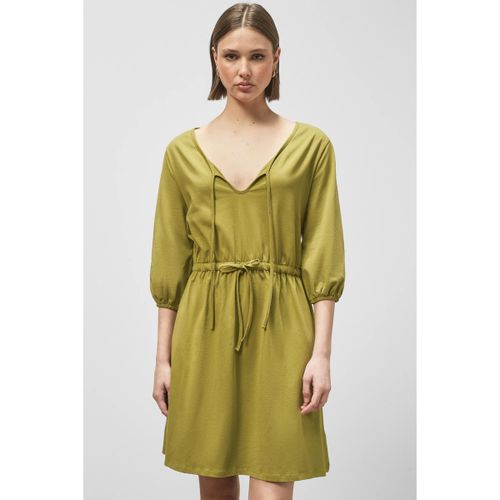 Robe courte Robe en jersey à cordon de serrage verte - Enorsia - Modalova