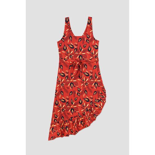 Robe courte Robe à col carré avec volants, ceinture et imprimé botanique - Enorsia - Modalova