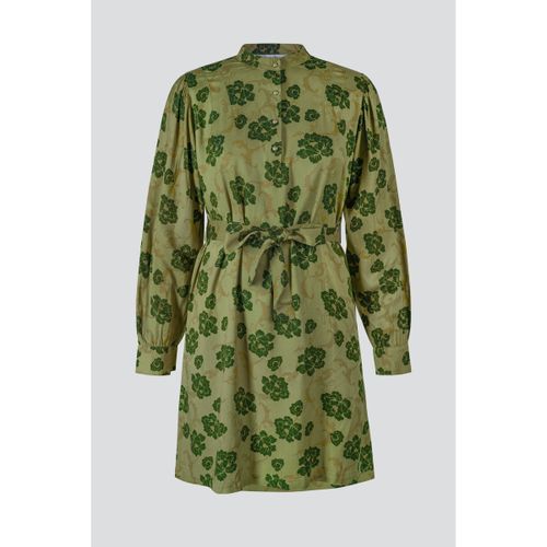 Robe courte Robe verte floral à col haut, ceinturée et mini - Enorsia - Modalova