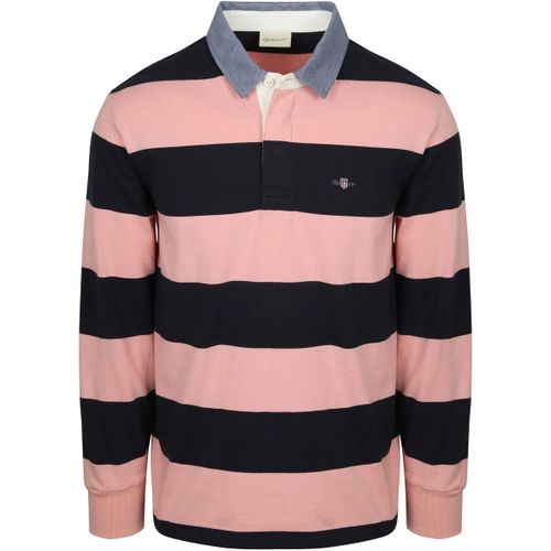 Pull Polo Heavy Rugger Shield Rayures Marine Rose - Gant - Modalova