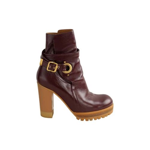 Bottes à talon Boots en cuir bordeaux - Chloe - Modalova