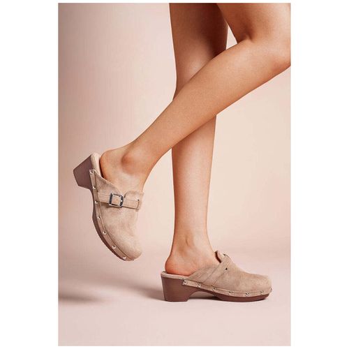 Sabots Mule sabot à talon carré et boucle, Taupe - Vera Collection - Modalova