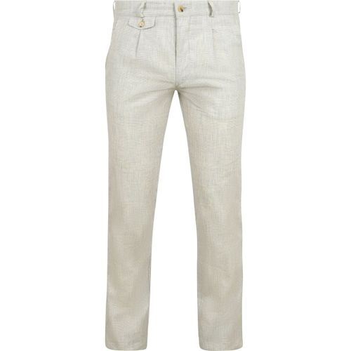 Pantalon Chino Pico Pleat Coton-Lin Glencheck Gris Clair - Suitable - Modalova