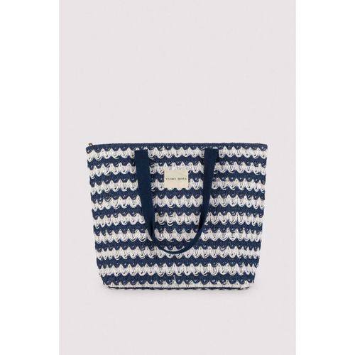 Cabas sac de plage texturé blanc et marine - Ysabel Mora - Modalova