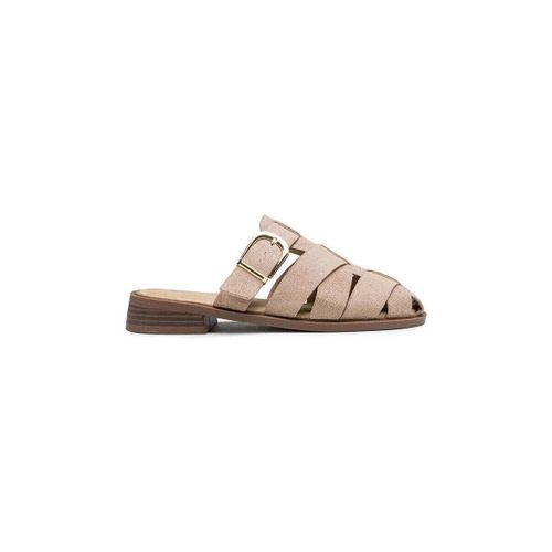 Mules Mules plates avec brides croisées et boucle dorée, Taupe - Vera Collection - Modalova