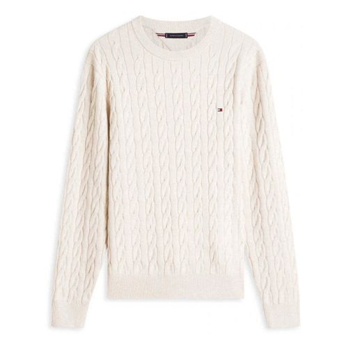 Pull Pull torsadé blanc cassé en coton - Tommy Hilfiger - Modalova