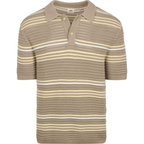 Pull Polo Tricoté Rayé Beige - Levis - Modalova