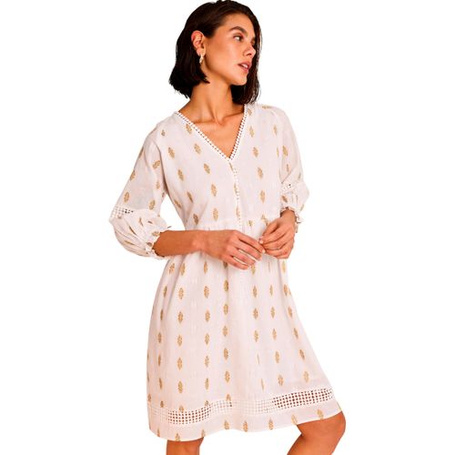Robe courte Robe de plage courte brodée manches trois-quarts COMPLEMENTOS - Selmark - Modalova