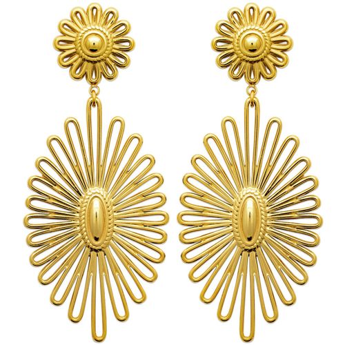 Boucles oreilles Boucles d'oreilles fleurs ajourées acier doré - Brillaxis - Modalova