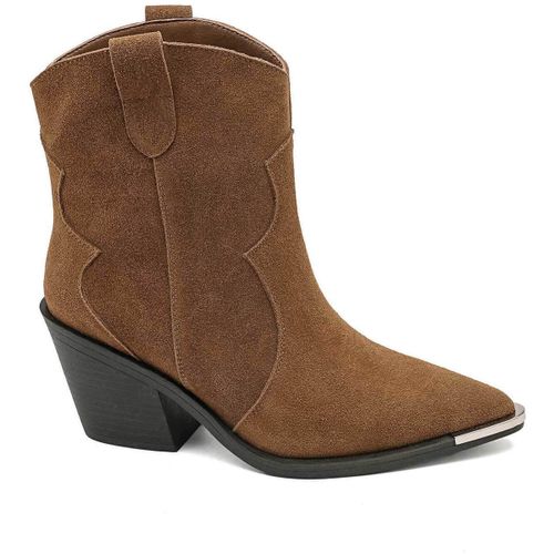 Bottines Bottines santiags à Cuir daim bout métallique - Vera Collection - Modalova