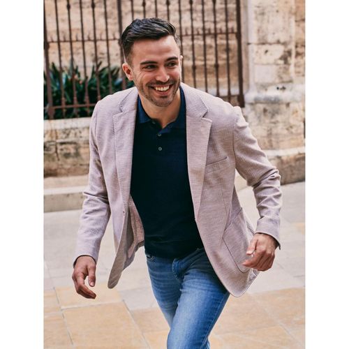 Veste Colbert Tricoté Doux Beige - Suitable - Modalova